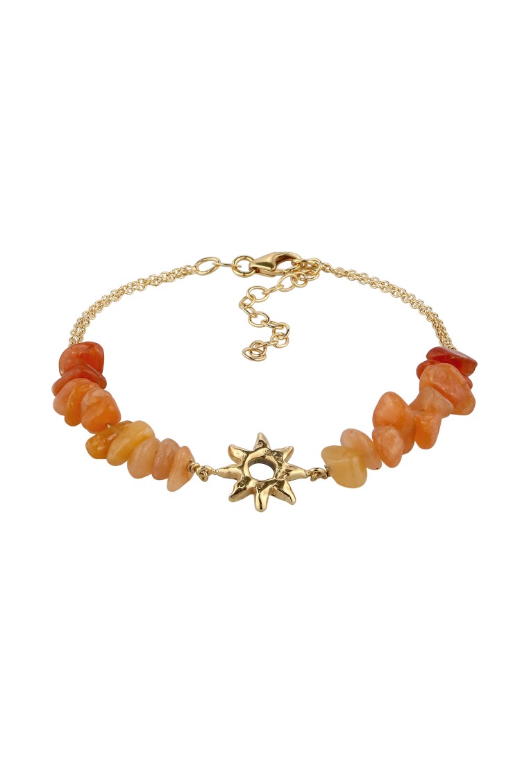 Elli Jewelry Gelang Bracelet Perak 925 Lapis Emas Wanita Matahari Aventurin