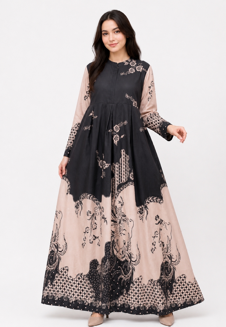 Elshanum Batik Abisatya Gamis Batik Exclusive Premium Wanita Casual Modern Lengan Panjang