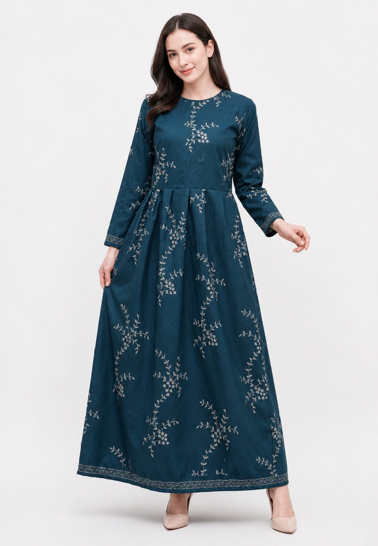 Elshanum Batik Nurcelia Gamis Batik Exclusive Premium Wanita Casual Modern Lengan Panjang