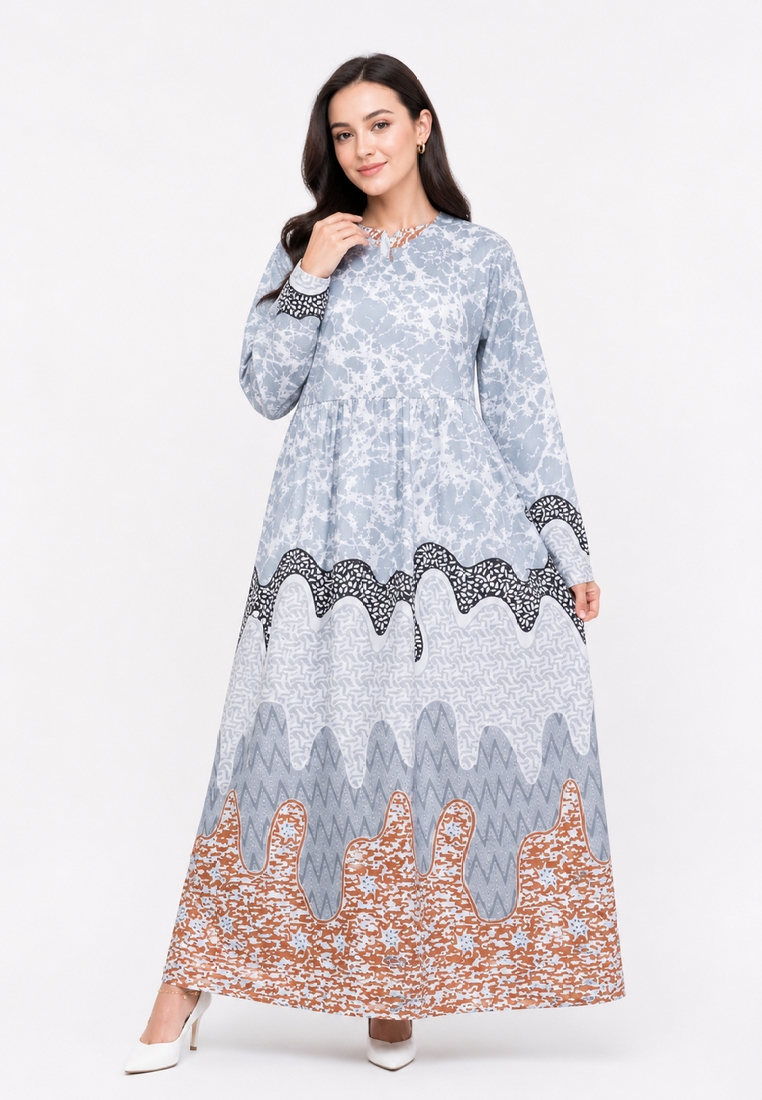 Elshanum Batik Ekaraj Gamis Batik Exclusive Premium Wanita Casual Modern Lengan Panjang