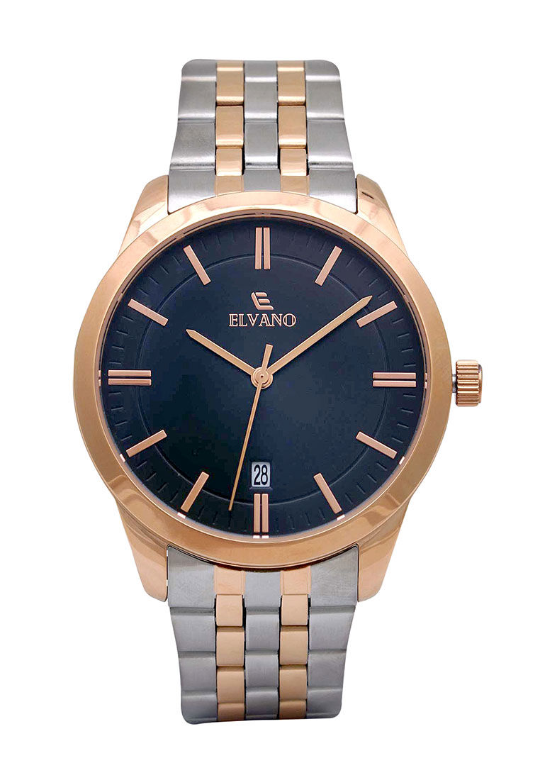 Elvano Jam Tangan Pria - Silver Rosegold Black - Stainless Steel - 3110MA8-3SRG
