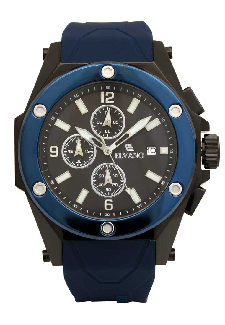 Elvano Jam Tangan Pria - Blue Black - Rubber - 9008MA11-2BL
