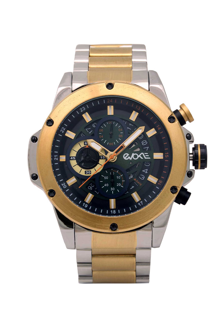 Elvano Evoke Jam Tangan Pria - Silver Gold Black - Stainless Steel - EV5002MA15-3GSV
