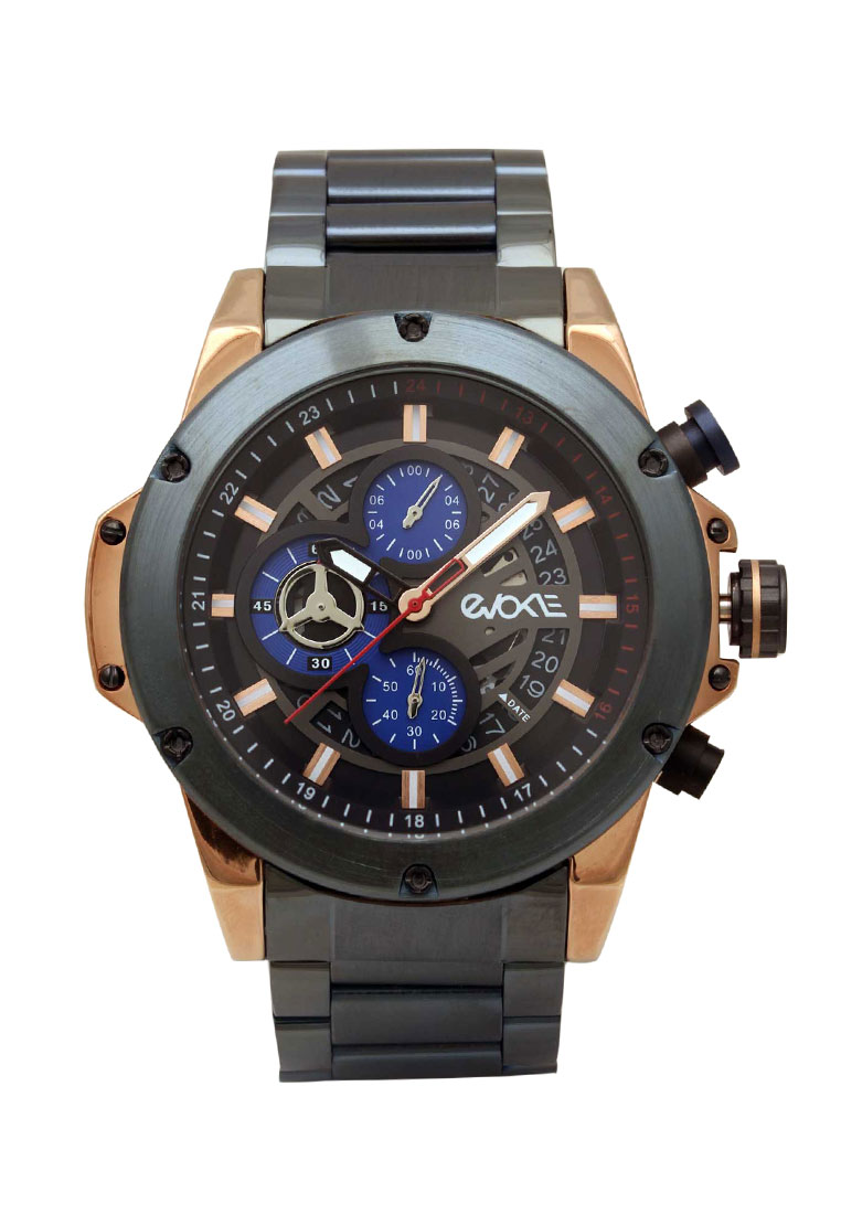 Elvano Evoke Jam Tangan Pria - Blue Rosegold - Stainless Steel - EV5002MA4-3BL
