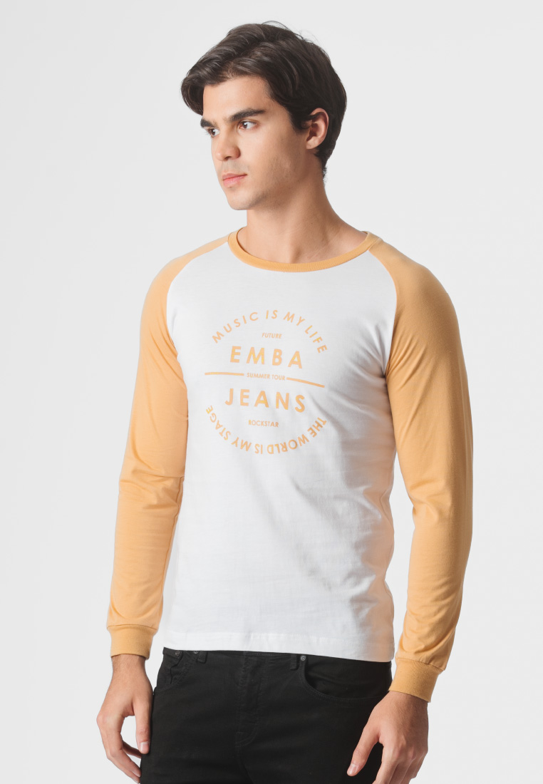 Emba Jeans EMBA DENIM - Kaos Raglan Lengan Panjang Regular Fit Bahan Single Jersey  Light Brown - Da