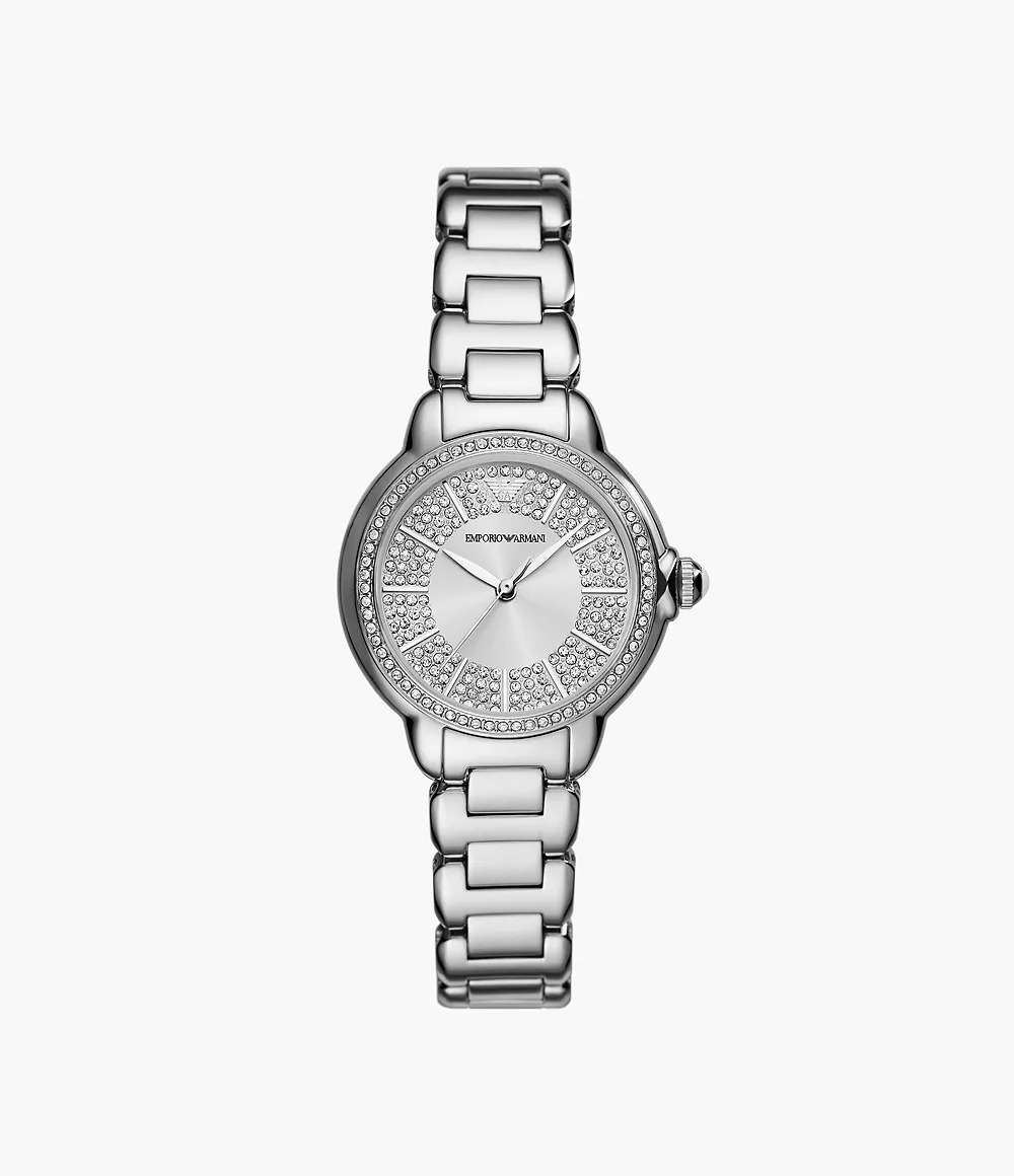 Emporio Armani Mia Silver Round Three-Hand Stainless Steel Jam Wanita - AR11632
