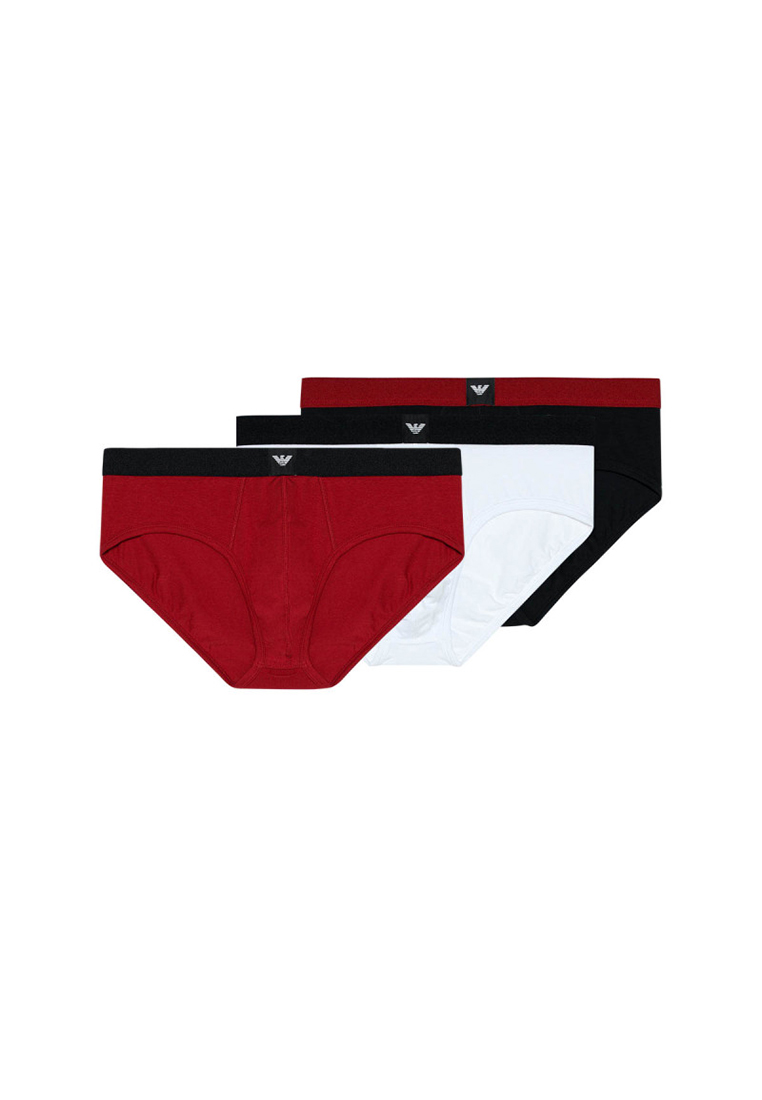 Emporio Armani Men's Underwear Three Piece Set in Burgundy, Black and White EM002154 AF14987
