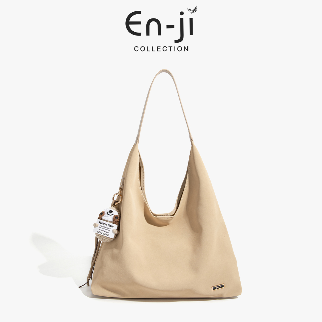 Enji En-Ji Seola Shoulderbag Wanita Warna Cream
