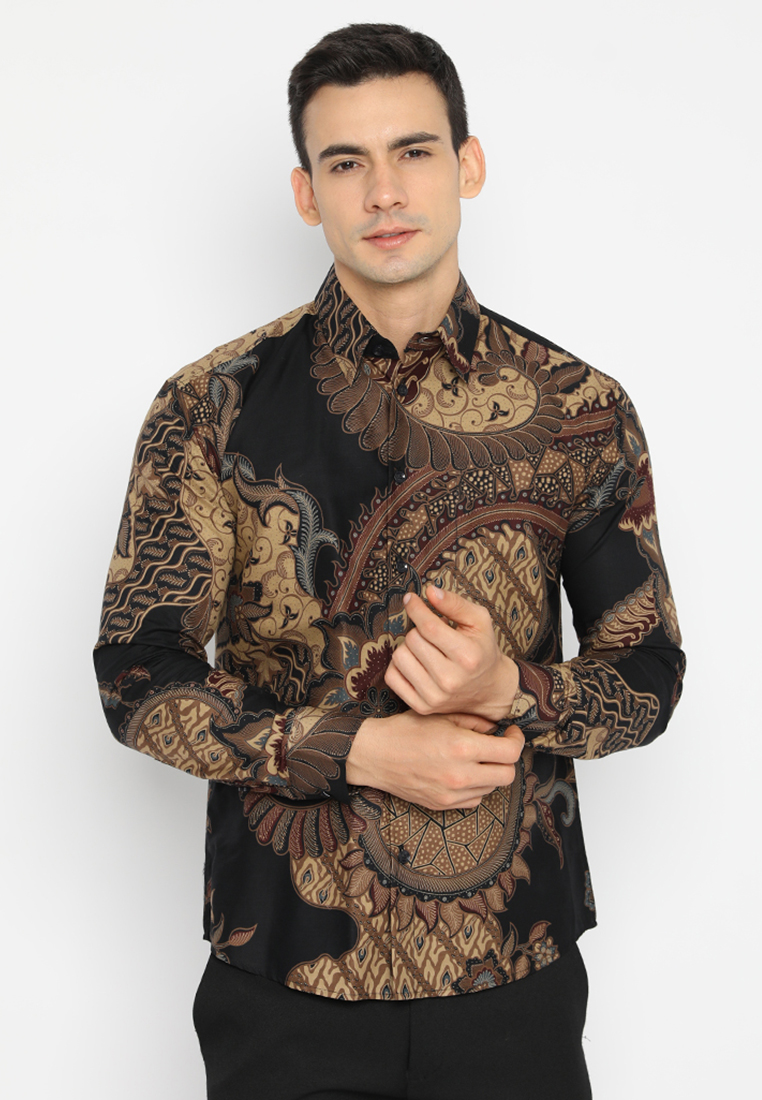 Enzy Batik Kemeja Batik Slimfit Nararya - Black