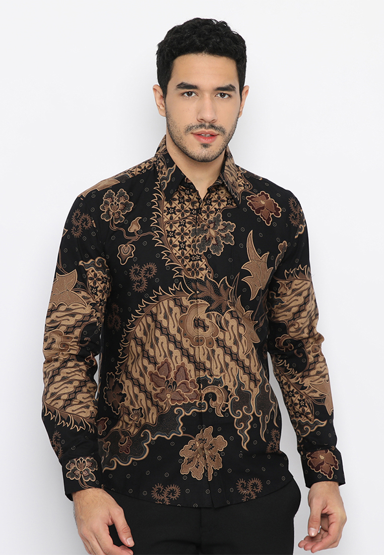 Enzy Batik Kemeja Batik Slimfit Anargya - Black