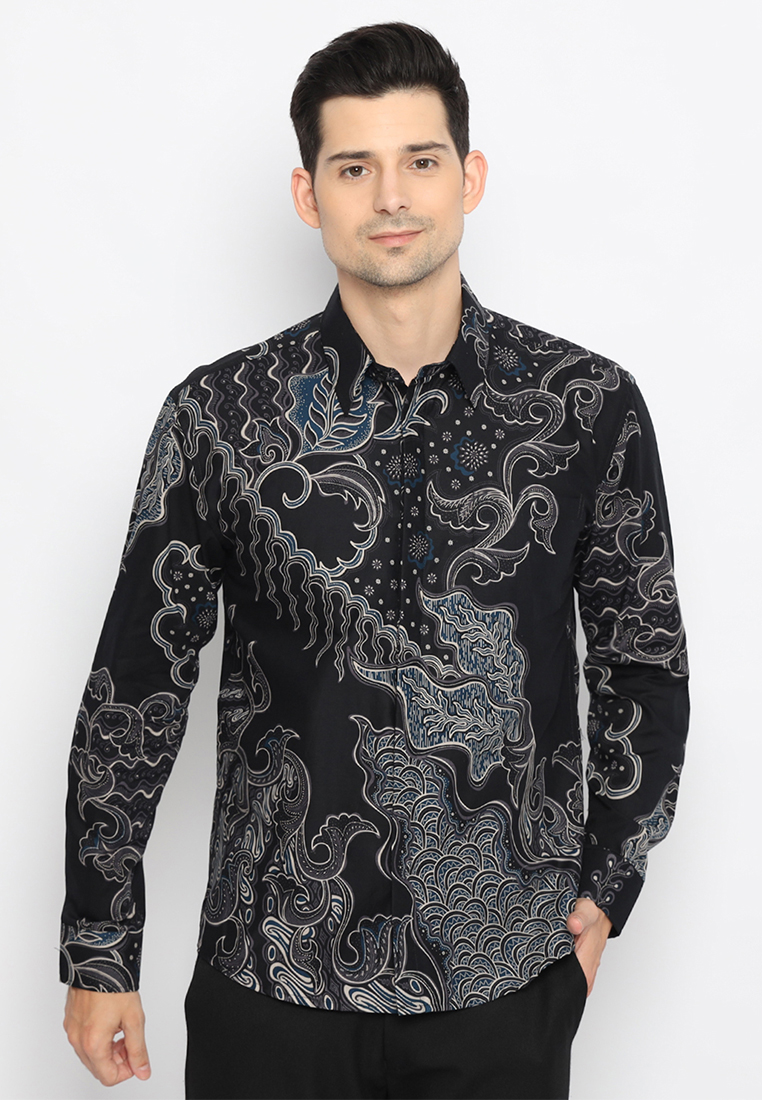 Enzy Batik Kemeja Batik Pria Ganesha - Black