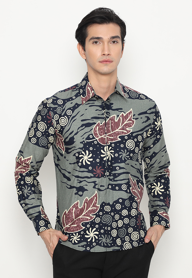 Enzy Batik Kemeja Batik Pria Abhipraya - Oslo Blue
