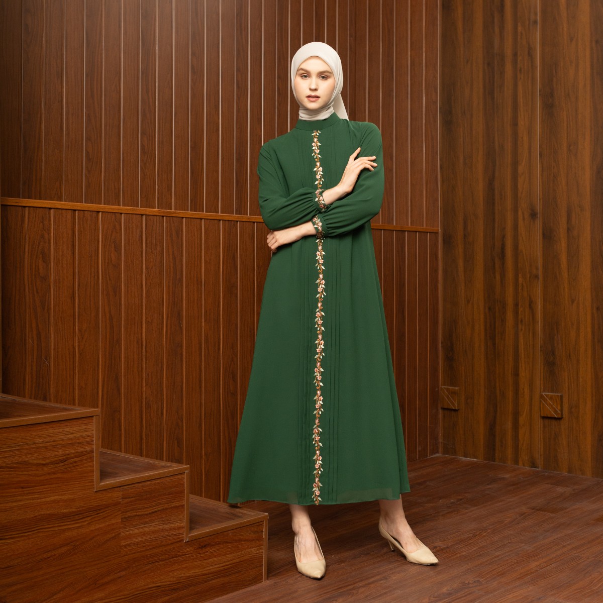 EPC Eddy P Chandra EPC Gamis Keira - Hunter Green - Embroidery Collection