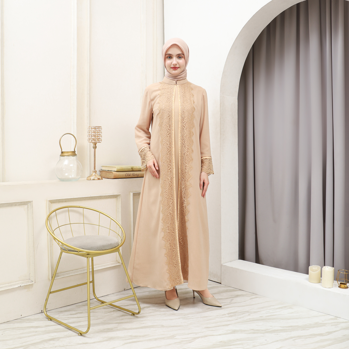 EPC Eddy P Chandra EPC Abaya Zafira - Buttercream - Brocade Collection
