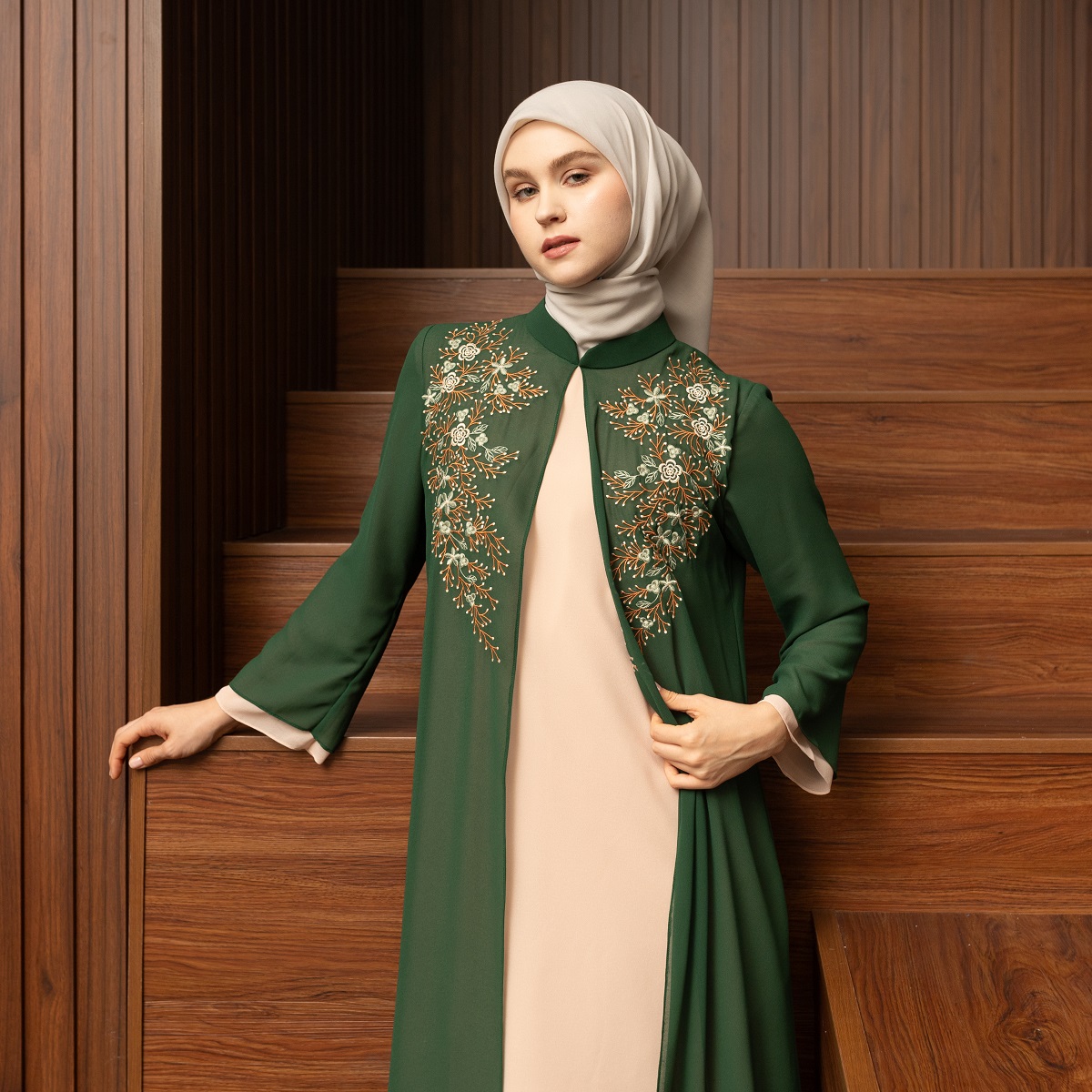 EPC Eddy P Chandra EPC Gamis Adele - Hunter Green - Embroidery Collection