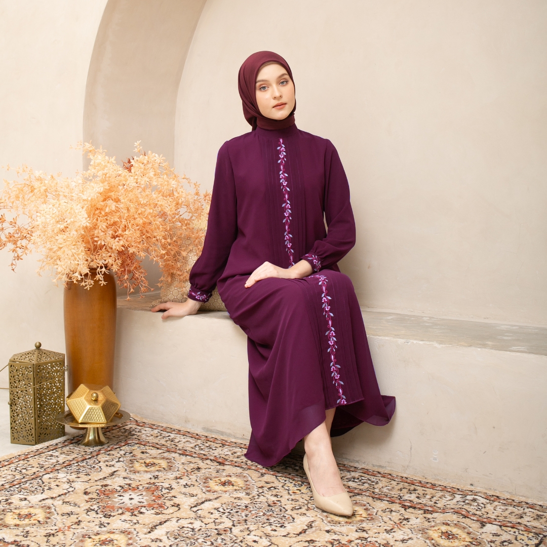 EPC Eddy P Chandra EPC Gamis Keira - Burgundy - Embroidery Collection