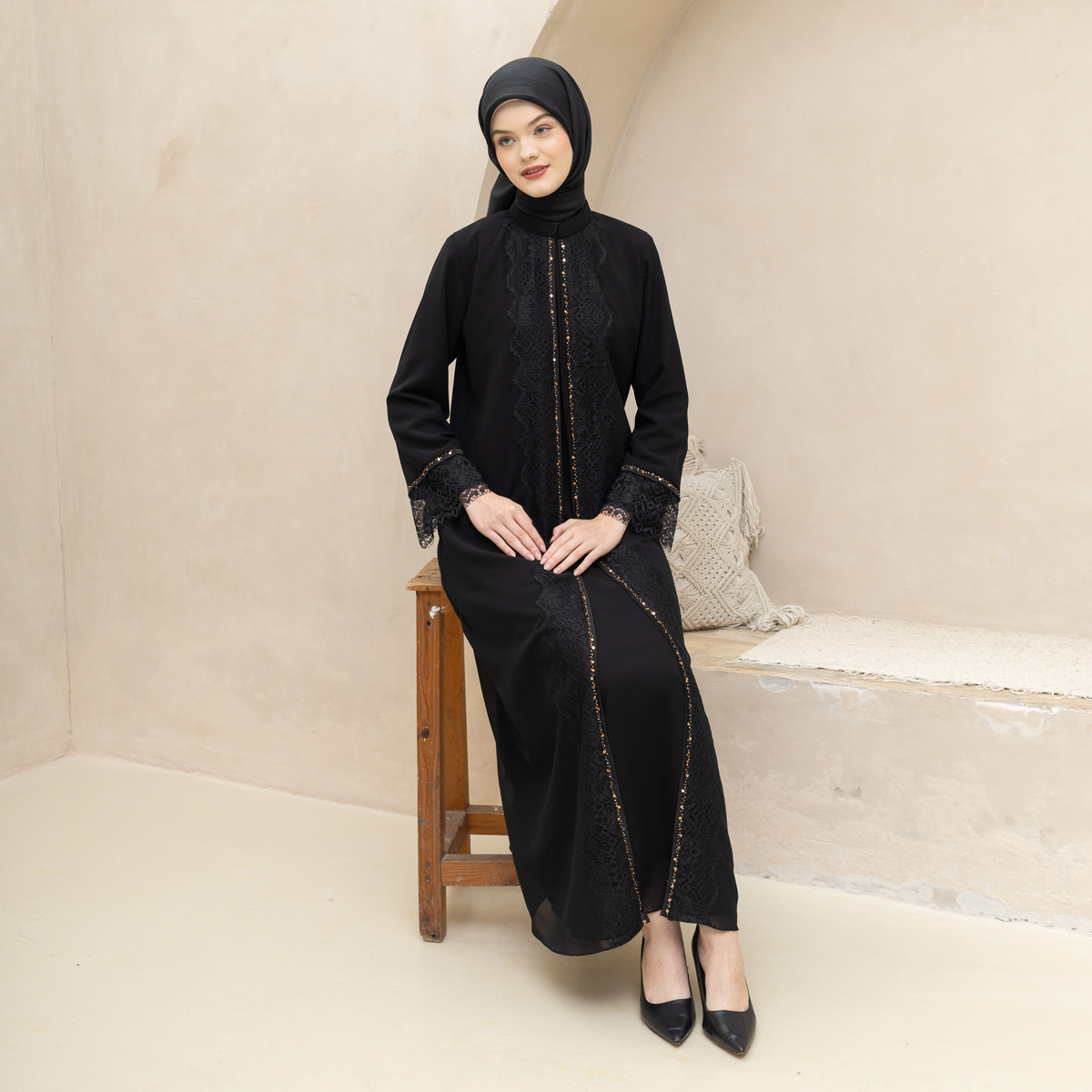 EPC Eddy P Chandra EPC Abaya Zafira - Black - Brocade Collection