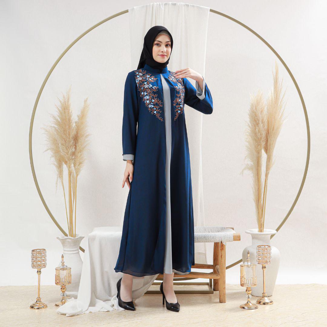 EPC Eddy P Chandra EPC Gamis Adele - Navy Grey - Embroidery Collection