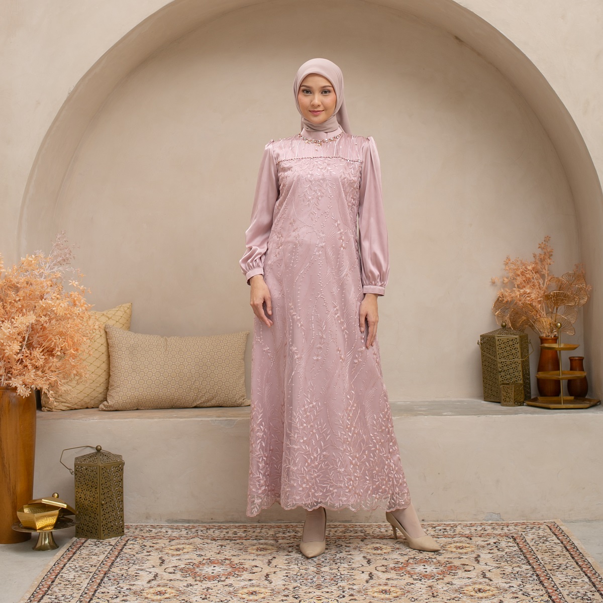 EPC Eddy P Chandra EPC Gamis Ameera - Dusty Pink - Brocade Collection