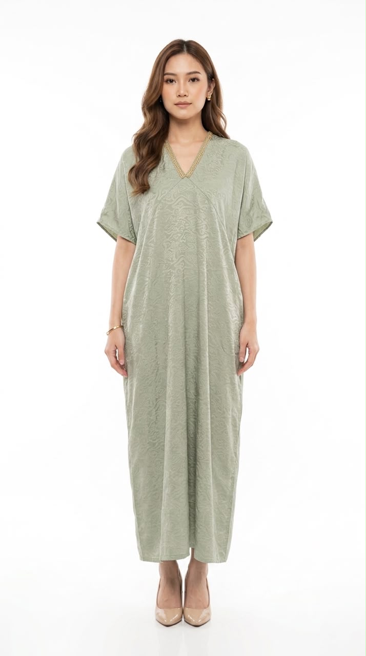 Eprise Kaftan Lengan Pendek GREEN KP309B | Kaftan Wanita