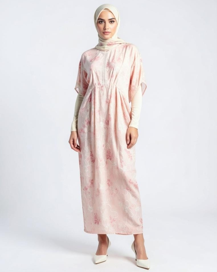 Eprise Yasmine Kaftan Dress PINK SS1017C | Kaftan Dress Wanita Muslim | Busana Lebaran Idul Fitri