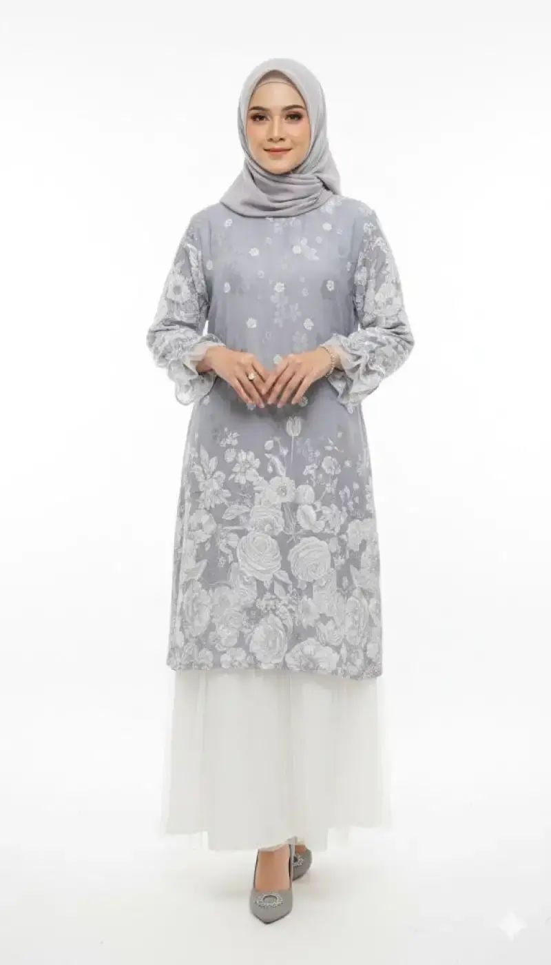 Eprise Yasmine Gamis Dress BLUE AP1544C | Dress Muslim Wanita