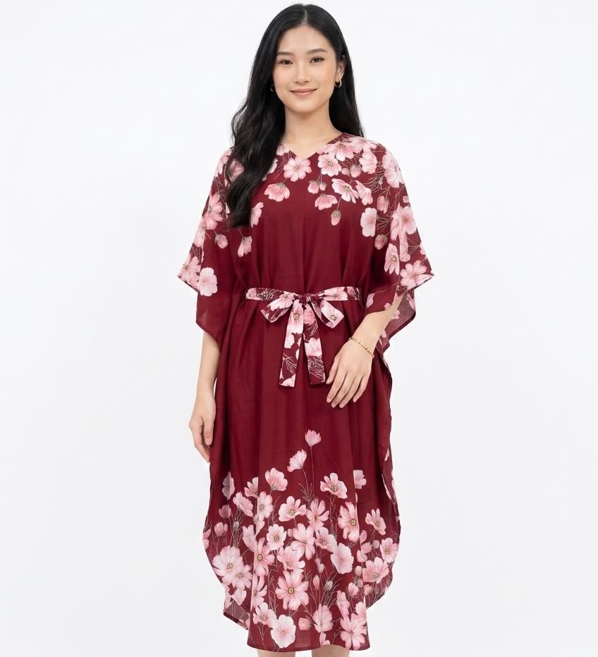 Eprise Kaftan Lengan Pendek MAROON SS494 | Kaftan Wanita