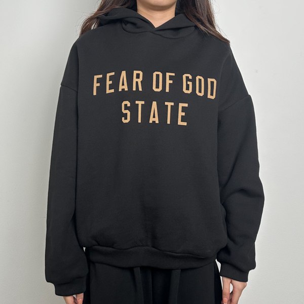 ESSENTIALS Jaket ESSENTIALS FEAR OF GOD FW24 STATE CREAM BLACK HOODIE 100% ORIGINAL