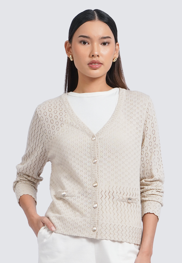 et cetera Long Sleeve Loose Cardigan BEIGE