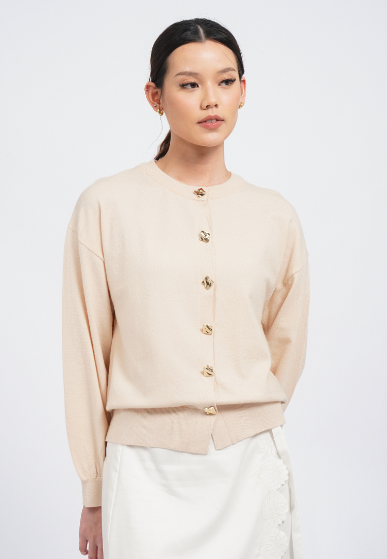et cetera Fancy Button Soft Touch Cardigan BEIGE