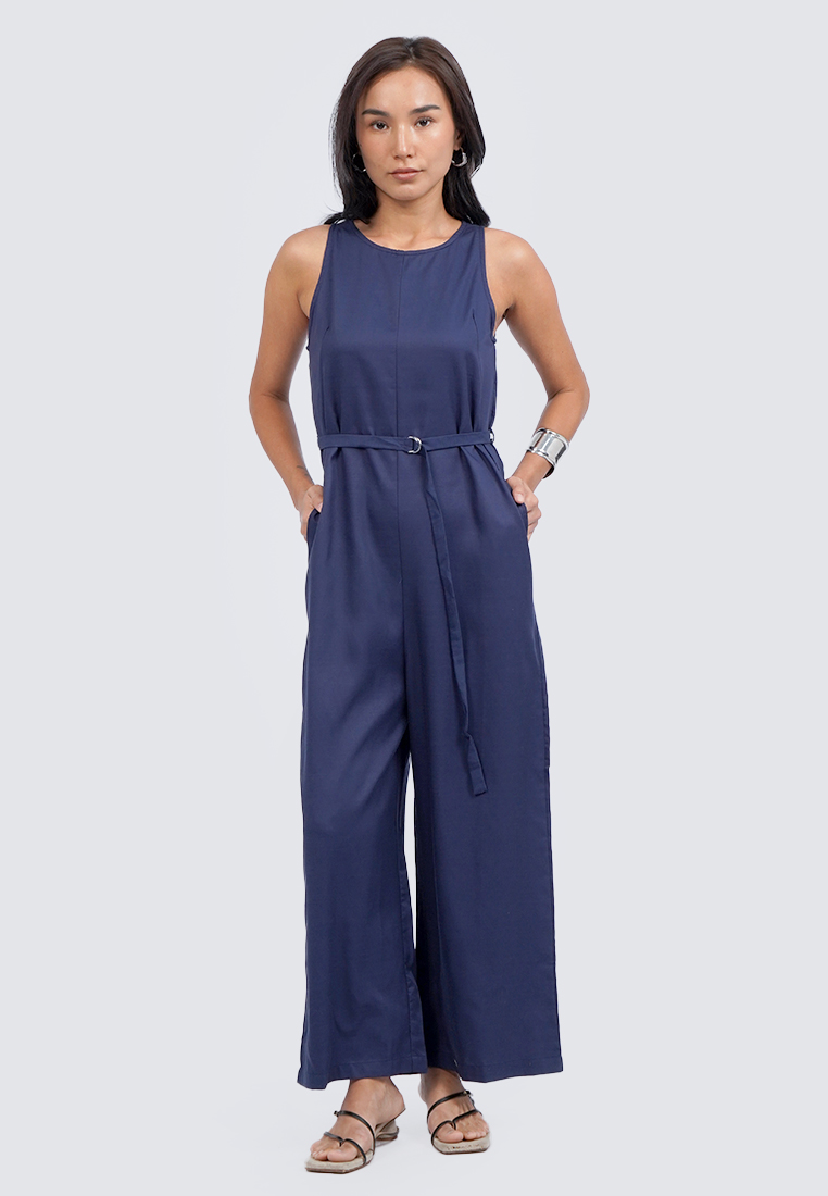 et cetera Round Neck Sleeveless Jumpsuit DARK BLUE