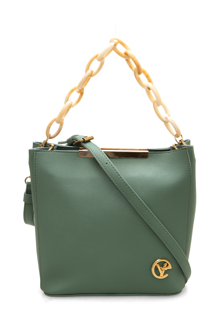 Evernoon Viona Sling Bag Wanita Remaja Rantai Premium Polos - Soft Green