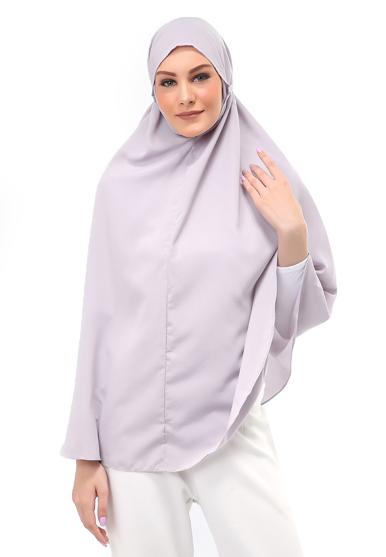 Evernoon Nindy Jilbab Khimar Bergo Jumbo Motif Polos Relaxed Fit - Silver
