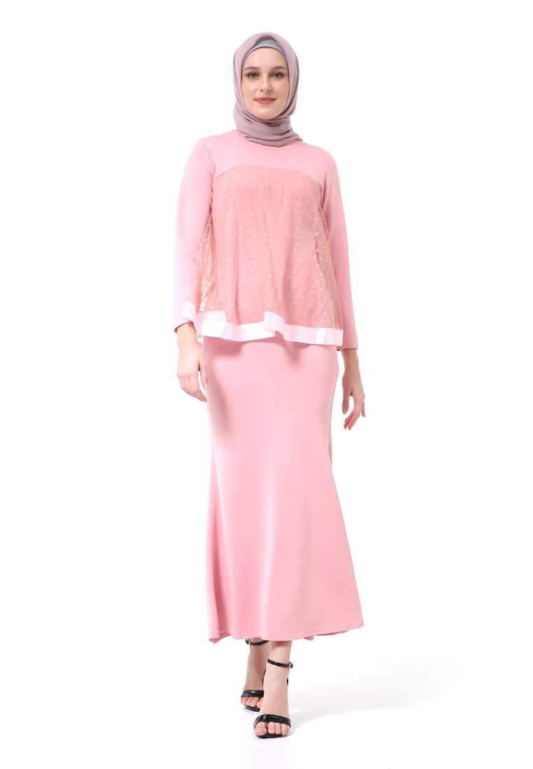 Evernoon Gaun Model Duyung Fashion Muslimah Atasan Wanita Long Stlye Premium High Quality - Pink Sof