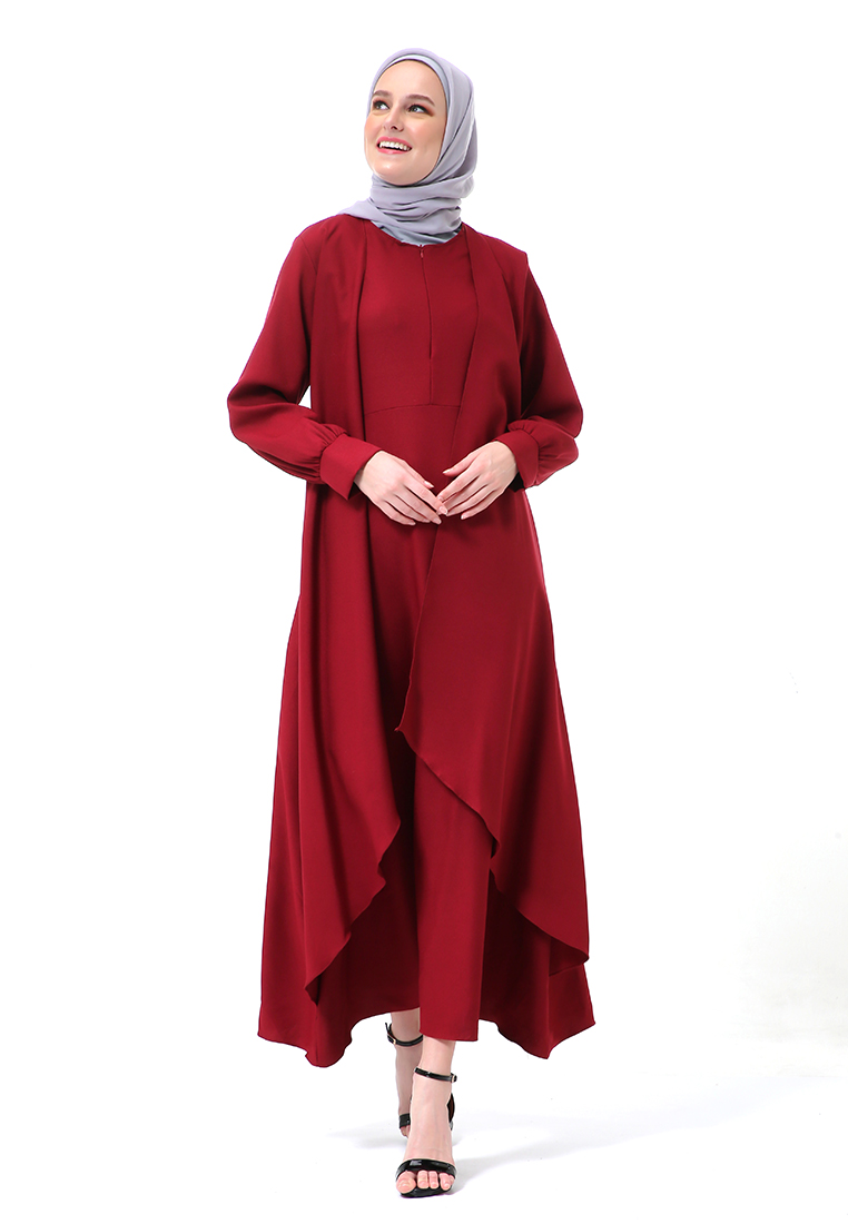 Evernoon Catline Dress Gamis Jumbo Syar'i Lengan Panjang Regular Fit Premium Quality - Maroon
