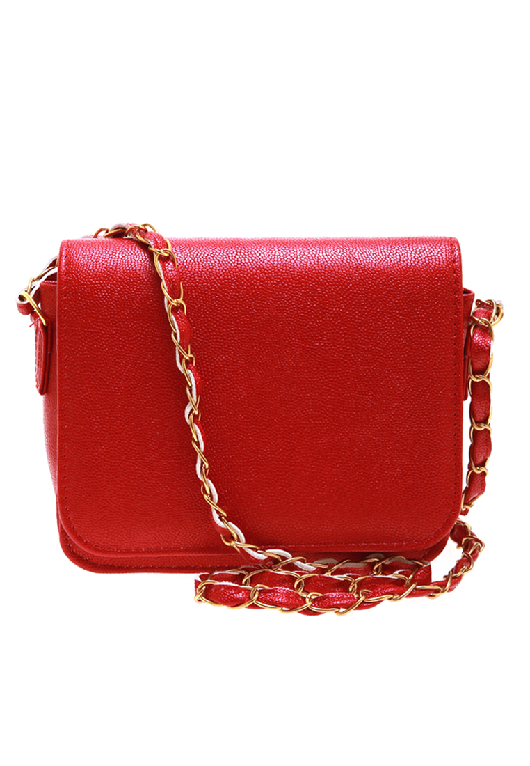 Evernoon Esya Tas Selempang Wanita Long Chain Rope Glossy Quality Premium - Maroon