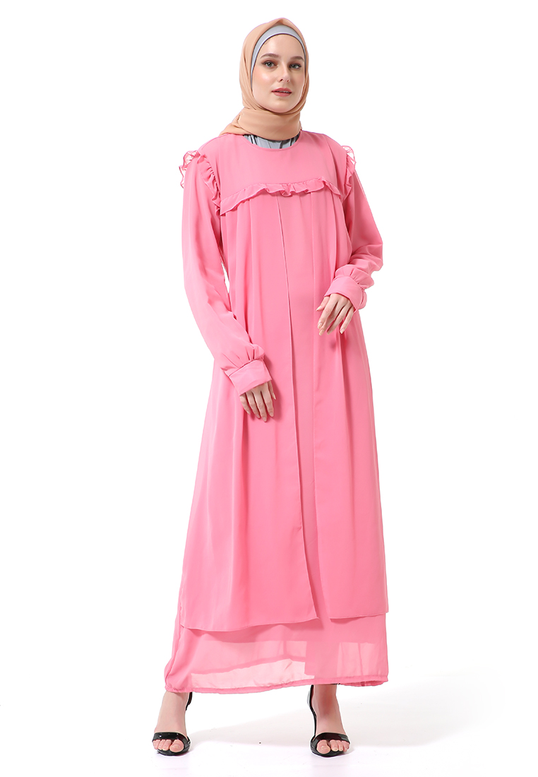 Evernoon Syabrina Gamis Maxy Design Renda Fashion Muslimah Wanita High Quality - Dusty