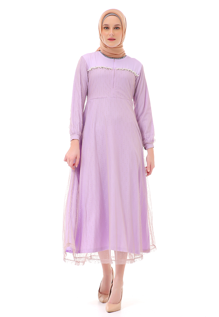 Evernoon Nadya Dress Muslimah Women Waist Strap High Quality Premium - Lilac