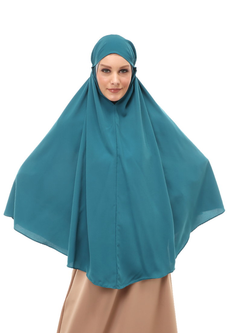 Evernoon Nindy Jilbab Khimar Bergo Jumbo Motif Polos Relaxed Fit - Tosca
