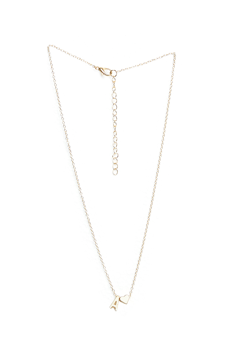 Evernoon Kalung Rantai Huruf Pendant Necklace Perhiasan Wanita Premium Quality - Gold A