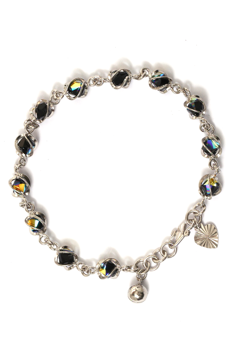 Evernoon Bracelet Batu Kristal Perhiasan Aksesoris Wanita Perak - Hitam