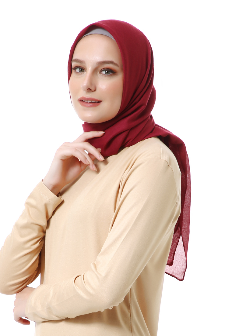 Evernoon Vierra Jilbab Segiempat Paris Polos Premium Best Style - Maroon