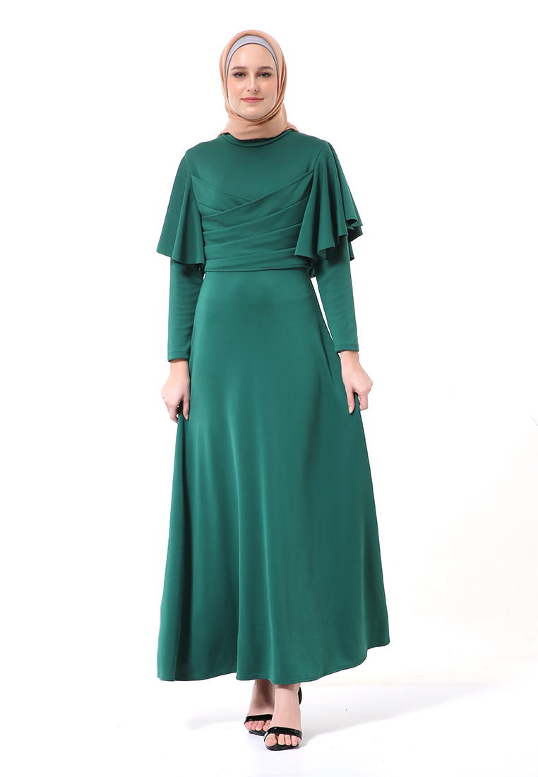 Evernoon Zeta Dress Fashion Muslimah Wanita Long Sleeve Style Basic Relaxed Fit - Hijau Natal