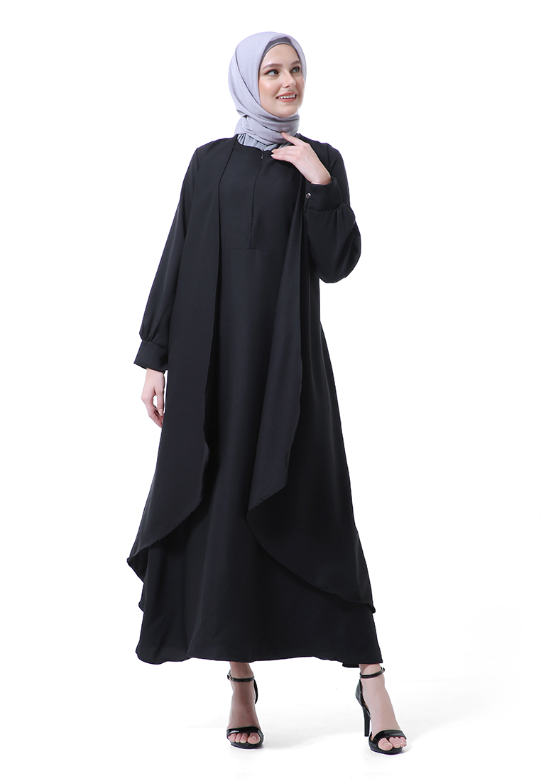 Evernoon Catline Dress Gamis Jumbo Syar'i Lengan Panjang Regular Fit Premium Quality - Hitam