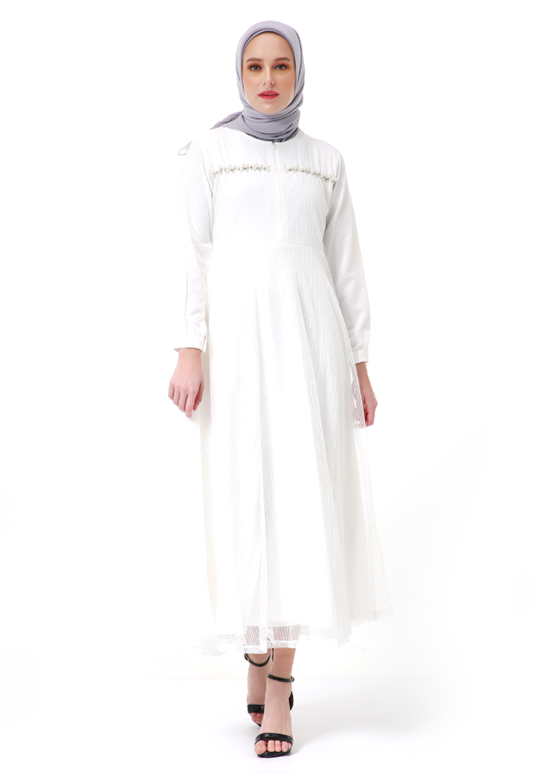 Evernoon Nadya Dress Muslimah Women Waist Strap High Quality Premium - Broken White