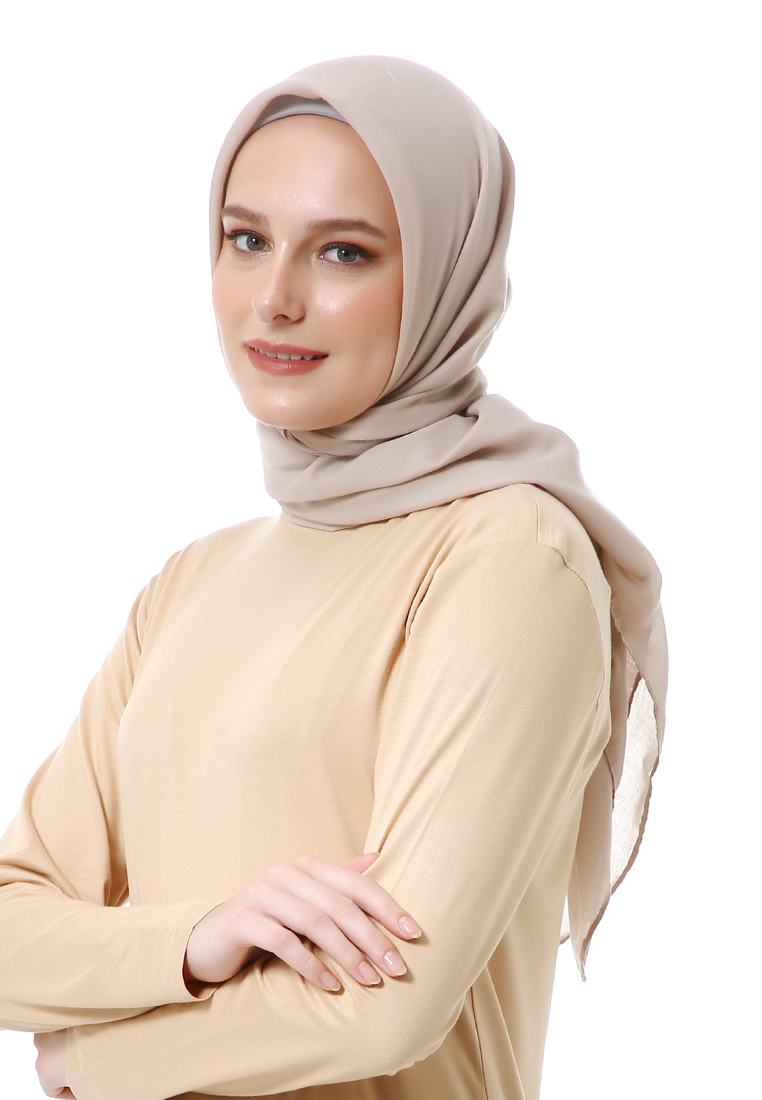 Evernoon Vierra Jilbab Segiempat Paris Polos Premium Best Style - Mocca