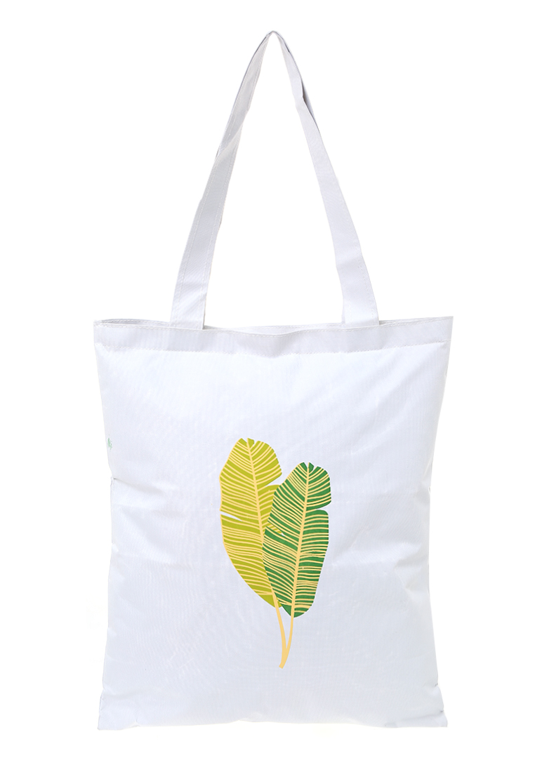 Evernoon Viola Tote Bag Motif Daun Tas Wanita Quality Premium - White