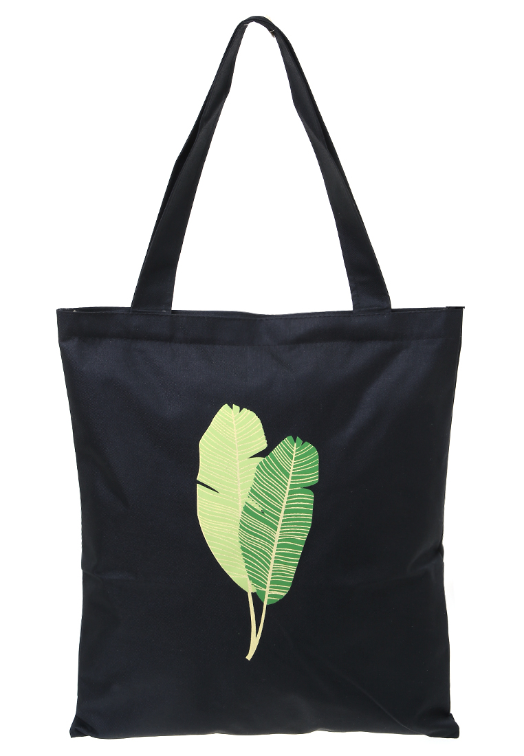 Evernoon Viola Tote Bag Motif Daun Tas Wanita Quality Premium - Black