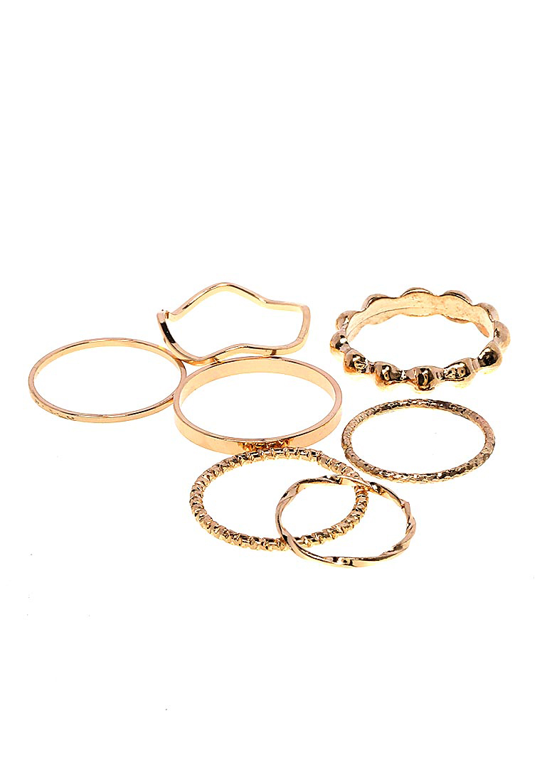 Evernoon Cincin Set Rings Perhiasan Wanita Lapis Emas Design Elegant Premium Quality - Emas