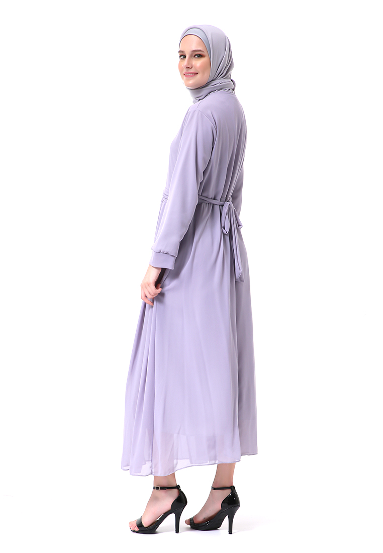 Evernoon Danila Dress Ceruty Gamis Muslimah Long Sleeve Motif Polos High Quality Premium - Grey